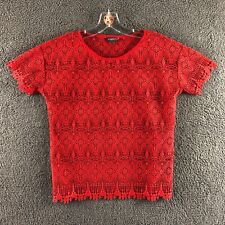 Used, Womens M&S Limited Collection Size UK 10 Paprika Red Lace Short Sleeve Blouse for sale  Shipping to South Africa