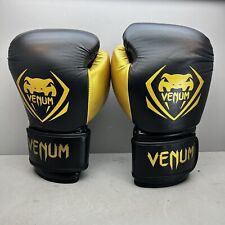 Guantes de boxeo Venum Impact 14 oz para adultos - cuero negro y dorado como nuevos MMA Fitness segunda mano  Embacar hacia Argentina