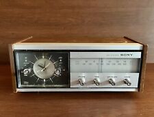 Reloj despertador vintage Sony radio AM clásico estuche de madera hecho en Japón MCM, usado segunda mano  Embacar hacia Argentina