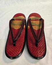 Japanese Zori Geta Red Weave Luxury Vtg Sandals Shoes Flip Flop Slipper Kimono for sale  Shipping to South Africa