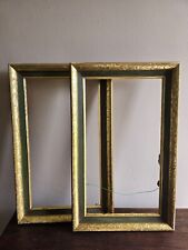 Conjunto de 2 molduras largas de madeira ornamentadas douradas/verdes galeria de arte chique gasto comprar usado  Enviando para Brazil