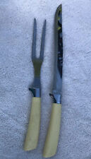 Vintage Ivory Plastic Handle Stainless Steel Knife & Fork set Quikut Forgecraft d'occasion  Expédié en France