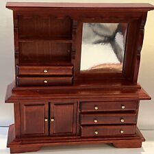 Used, Dollhouse Miniature Buffet Dresser Cabinet Cherry Wood Mirror Shelves 1:12 for sale  Shipping to South Africa
