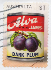 Alva Jams Vintage Label used on paper from Booklet pane of 10 stamps for sale  Shipping to South Africa