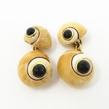 NYJEWEL Trianon / Seaman Schepps 18k Yellow Gold Black Onyx Shell Cufflinks, used for sale  Shipping to South Africa