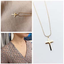 Women 14K Gold Stainless Steel Small Cross Pendant Chain Necklace Gift AG for sale  Shipping to South Africa