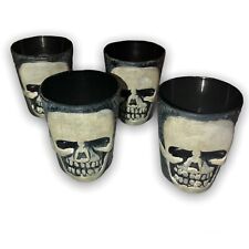 4 copos de plástico preto cinza 3DrSkull 2 oz decoração gótica Halloween utensílios de bar comprar usado  Enviando para Brazil