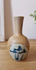 Blue, White & Sand Coloured Japanese Ceramic Vase Ornament Home Decor Signed for sale  Shipping to South Africa