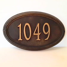 Usado, Señal de número de casa de placa de dirección 1049, 15x9,5"" marco ovalado personalizado de latón bronce segunda mano  Embacar hacia Argentina