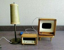 Muebles vintage para casa de muñecas miniaturas TV estéreo y lámpara juguetes de madera en origen segunda mano  Embacar hacia Argentina