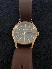 Relógio de couro Nixon Sentry | Ouro rosa / Gunmetal / Marrom, usado comprar usado  Enviando para Brazil