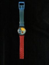 Reloj Swatch 1988 agujas GB408 banda azul y roja.  Banda rota segunda mano  Embacar hacia Argentina
