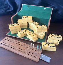 Juego de dominó de baquelita vintage MCM 28 azulejos en caja de madera completo segunda mano  Embacar hacia Argentina