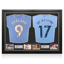 Camisas firmadas por Kevin De Bruyne y Erling Haaland del Manchester City. Marco doble segunda mano  Embacar hacia Argentina