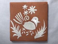 Azulejos decorativos hechos a mano arte terracota esmaltados pájaro blanco , usado segunda mano  Embacar hacia Argentina