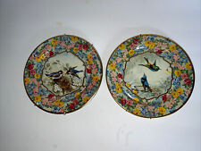 Daher Decorated Ware Tin Plate 7 5/8" - Blue Birds Set of 2.  Vintage for sale  Shipping to South Africa