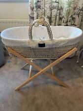 The Little Green Sheep - Moses Basket, Natural Mattress and Mattress Protector. for sale  HAILSHAM