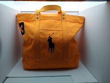 Extra Large Ralph Lauren Polo Logo Orange Thick Heavy Duty Canvas Tote Bag 21x15 for sale  Shipping to South Africa