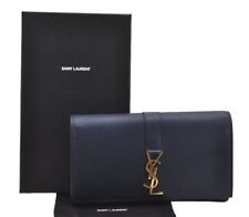 Auténtico Cartero Billetera con solapa grande línea Saint Laurent ysl 414567 caja azul marino 0870J segunda mano  Embacar hacia Argentina