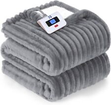 Cobertor elétrico aquecido de flanela Sealy cinza claro tamanho duplo com 10 H, níveis comprar usado  Enviando para Brazil