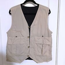 CampMor Mens Fishing Camping Travel Vest Reversible Medium M Khaki Black Nylon for sale  Shipping to South Africa