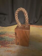 Solid wood door stop rustic jute rope twisted for sale  Shipping to South Africa