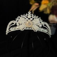 Tiara coroa de formatura rainha casamento pérola cristal arco flor grande 5 cm de altura comprar usado  Enviando para Brazil