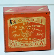 EMPTY ANTIQUE NOBEL NO.7 DETONATORS TIN EXPLOSIVES MINING CONSTRUCTION MILITARY for sale  Shipping to South Africa