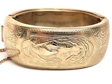 Brazalete Vintage Ligero Tono Dorado Diseño de Pájaro Grueso 1"" de Ancho segunda mano  Embacar hacia Argentina