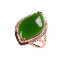 Anel feminino de pedra preciosa jadeíta ouro rosa 14K verde natural joias da moda comprar usado  Enviando para Brazil