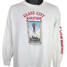 Camiseta Masculina Vintage Glass City Marathon Tamanho Grande Anos 90 1990 Toledo Fabricada Nos EUA comprar usado  Enviando para Brazil