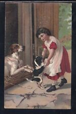 Modern Art Child Dogs the Faithful Companion Postcard YB42, used for sale  Shipping to South Africa