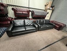 Black leather seater for sale  SOUTHSEA