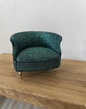 Vintage Dollhouse Tub Chair MCM Glitter Blue Brass Footed Seat 2.5” for sale  Shipping to South Africa
