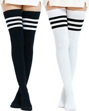 Usado, Meias extra longas listradas de algodão coxa alta acima do joelho meias grandes/- comprar usado  Enviando para Brazil