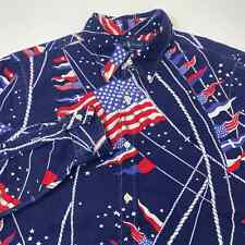 Camisa Ralph Lauren Para Hombres Calce Ajustado Grande Azul Náutico Americano L/S Abotonada segunda mano  Embacar hacia Mexico