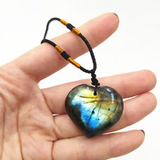 Pingente de quartzo natural AAA cristal labradorita em forma de coração colar de reiki presente, usado comprar usado  Enviando para Brazil