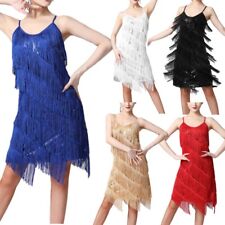 Women's Sleeveless Dress 1920s Vintage Fringed Flapper Dress Latin Dance Dress for sale  Shipping to South Africa