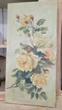 GORGEOUS~ Antique ROSES Floral STILL LIFE Oil FLOWER PAINTING Buttercream Pinks  for sale  Shipping to Canada