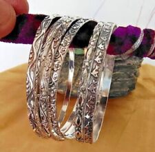6 Set Of Silver Bangles Solid 925 Silver Handmade Designer Women Bangle All Size for sale  Shipping to South Africa
