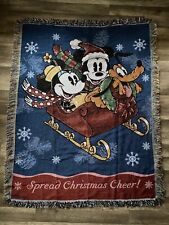 Disney Mickey Minnie Mouse Pluto Sleigh Christmas Tapestry Throw Blanket for sale  Shipping to South Africa