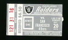 Boleto Oakland Raiders vs San Francisco 49ers ~ 20/12/1970 ~ Debut de Ken Stabler segunda mano  Embacar hacia Argentina