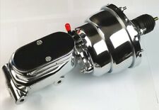 Amplificador de freio elétrico cromado duplo 7" + kit de cilindro mestre topo plano liso furo 1" comprar usado  Enviando para Brazil