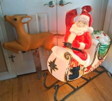 Vintage Empire 2 piece Santa in Sleigh with one reindeer Blow Mold Set lighted for sale  Winona