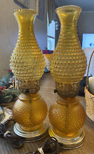 Conjunto de 2 lâmpadas vintage hobnail e acolchoadas âmbar vidro piscado furacão comprar usado  Enviando para Brazil