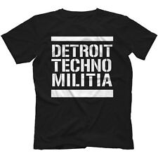 Detroit Techno Militia T-Shirt 100% Cotton Vinyl 909 Underground Resistance til salg  Sendes til Denmark
