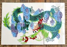 Azulejo Mural Dragón Arte Pintado a Mano Salpicadero Azulejos 6""x6"" Juego de 6 RARO segunda mano  Embacar hacia Argentina