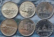 Lotto 6 monete 500 lire argento - 2 caravelle - 2 unità - 2 Dante . usato  Vische