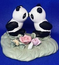 Vintage Playfull Panda Bears Kiss Roses Bisque Figurine for sale  Shipping to South Africa