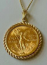Usado, Colgante de 50 pesos moneda mexicano centenario año 20" mm enchapado en oro amarillo 14k segunda mano  Embacar hacia Argentina